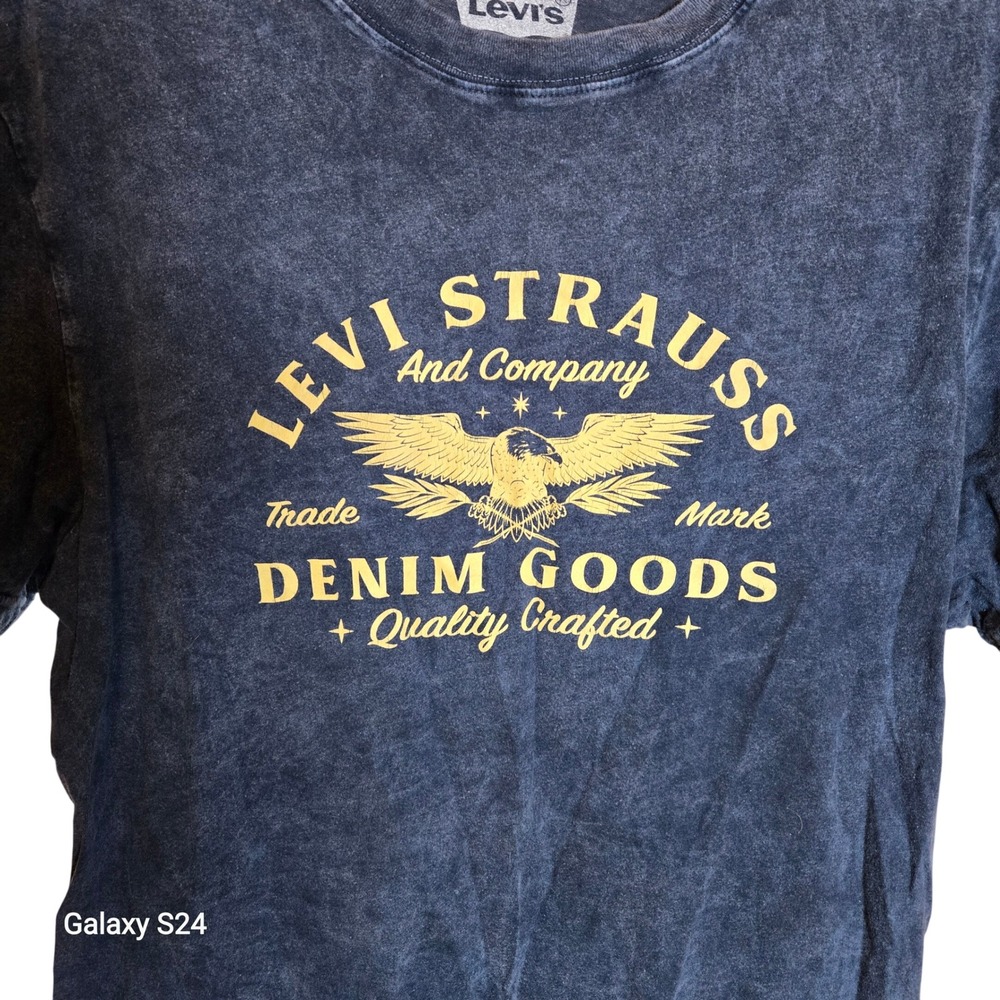 Levi Strauss and Company Graphic T-Shirt Men's S M L XL Blue Denim Goods Eagle